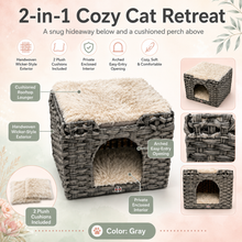 Load image into Gallery viewer, Huntley Pet Cat House, 2 Cushion Bed, Gray