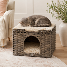 Load image into Gallery viewer, Huntley Pet Cat House, 2 Cushion Bed, Gray