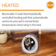 Load image into Gallery viewer, K&amp;H Pet Products Thermo-Pet Cave Heated Cat Bed – Plush Cat Cave &amp; Tunnel for Cats and Small Dogs