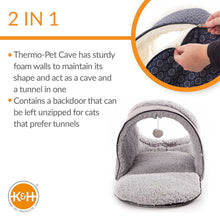 Load image into Gallery viewer, K&amp;H Pet Products Thermo-Pet Cave Heated Cat Bed – Plush Cat Cave &amp; Tunnel for Cats and Small Dogs
